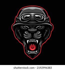 Panther Biker With Helmet Illustration
