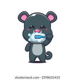 Panther cartoon vector illustration brushing teeth
Design element for poster, brochure, web, mascot, sticker, logo and icon.