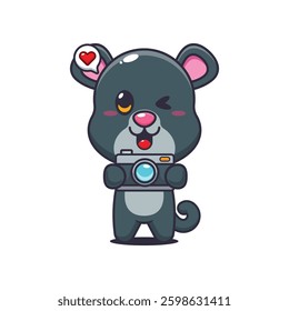 Panther cartoon vector illustration with camera
Design element for poster, brochure, web, mascot, sticker, logo and icon.