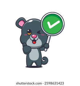 Panther cartoon vector illustration with correct sign
Design element for poster, brochure, web, mascot, sticker, logo and icon.