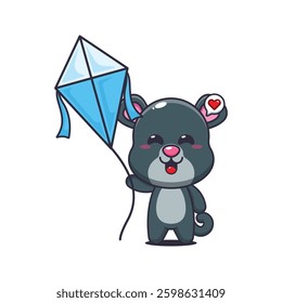 Panther cartoon vector illustration playing kite
Design element for poster, brochure, web, mascot, sticker, logo and icon.