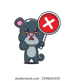 Panther cartoon vector illustration with wrong sign
Design element for poster, brochure, web, mascot, sticker, logo and icon.