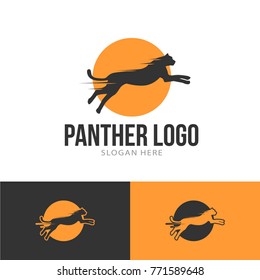 panther cat wild animal silhouette modern clean logo vector illustration