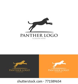 panther cat wild animal silhouette modern clean logo vector illustration