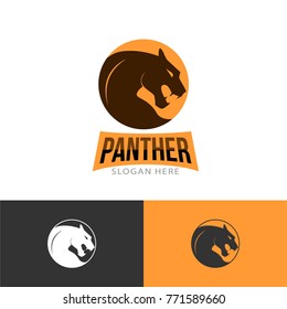 panther cat wild animal silhouette modern clean logo vector illustration