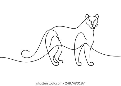 
Panther Continuous line art vector illustration on white background