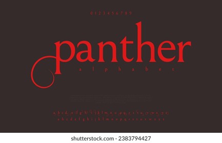 Panther creative modern urban alphabet font. Digital abstract moslem, futuristic, fashion, sport, minimal technology typography. Simple numeric vector illustration