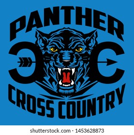 panther cross country team design with mascot for school, college or league