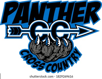 panther cross country team design with mascot claw for school, college or league