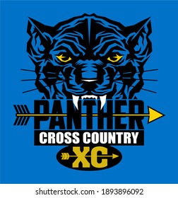 diseño de equipo de panther cross country con mascota para la escuela, universidad o liga