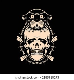 panther and crossbones tattoo vector design