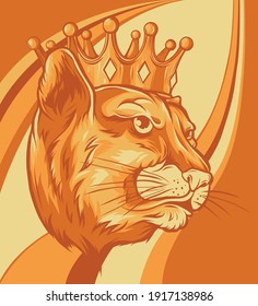 Panther in a crown. Vector illustration design