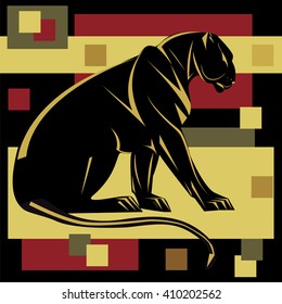 Panther decorative art abstract illustration isolated black background vector