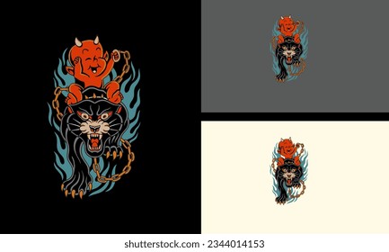 panther and devil vector mascot design
