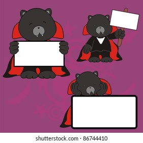 panther dracula cartoon singboard set in vector format