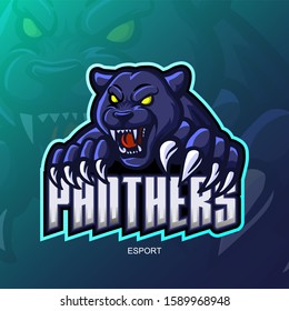 Panther esport mascot logo design.