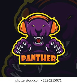 Panther esport mascot logo design 