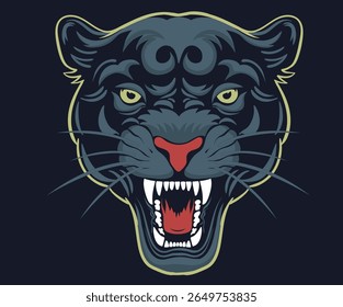 Panther face print design for apparel, stickers, posters and background.
