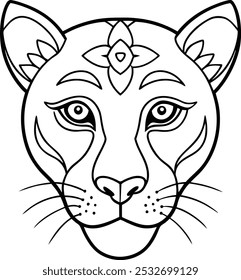 Panther Face with Sleek Mandala Patterns Around | Elegant Animal Mandala Design

