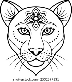 Panther Face with Sleek Mandala Patterns Around | Elegant Animal Mandala Design

