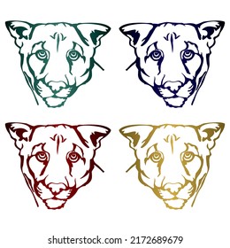 Panther Face Vector Illustration, Puma Head Isolated On A White Background. Cougar head
