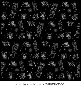 Panther Flash Tattoo Classics Pattern For Fabrics T-shirt, bag and etc commercial or personal use