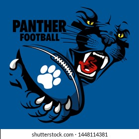 Panther Football Mascot Holding Ball In Paw For School, College Or League