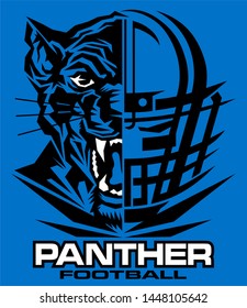 panther football team design with half mascot and facemask for school, college or league