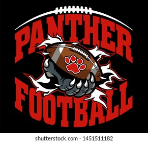 panther football team design with mascot claw holding ball for school, college or league