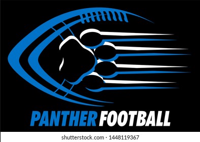 Panther Football Team Design With Paw Print And Claw Marks Inside Ball For School, College Or League