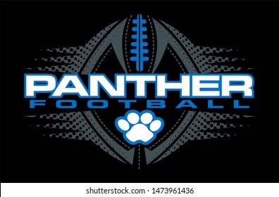 panther football team design with paw print and ball for school, college or league