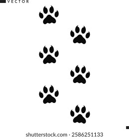 Panther footprints vector illustration. Wild animal track. Leopard footprints silhouette