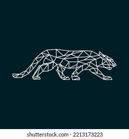 Icono de logotipo geométrico de Panther. Señal de Puma. Gato salvaje Logotipo del tigre poligonal Jaguar Ilustración vectorial