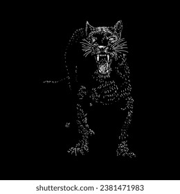 panther hand drawing vector isolated on black background.