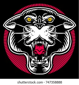 panther head art tee design print