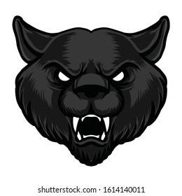 Panther Head in Black Mascot Vector Illustration