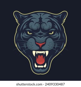 Panther head. Cartoon mascot logo. Vector illustration