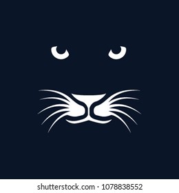 Panther Head eyes and mustache logo icon vector illustration