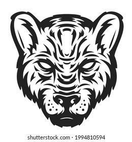 Panther head in hand drawn sketch monochrome style isolated on white background. Modern graphic design element for label or print. Vector art illustration.