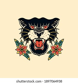 panther head illustration detailed and editable