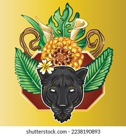 Panther-Kopfgrafik, Zeichnung, Grabung, Tinte, Linien-Kunst, Vektorgrafik