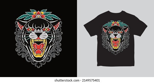 panther head illustration tshirt design