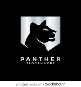 Empresa de design de logotipo Panther Head. Modelo de design moderno do logotipo da pantera animal