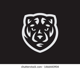 Logotipo de la cabeza de la pantera. Diseño del emblema del gato salvaje editable para su negocio. Ilustración vectorial. 