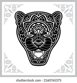 panther head mandala arts. isolated on white background.