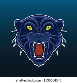 Panther head mascot logo with the dark background