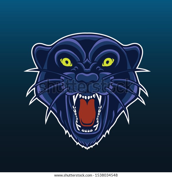 Panther Head Mascot Logo Dark Background Stock Vector (Royalty Free ...