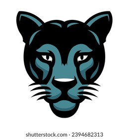 panther head mascot logo icon face emblem flat vector illustration	