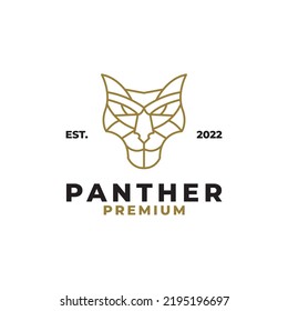 Panther head minimalist line logo design