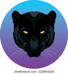 panther head on purple circle background